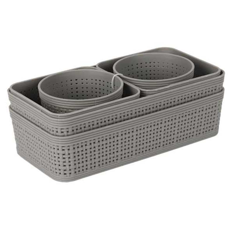 6-Piece Storage Organizing Set, Grey