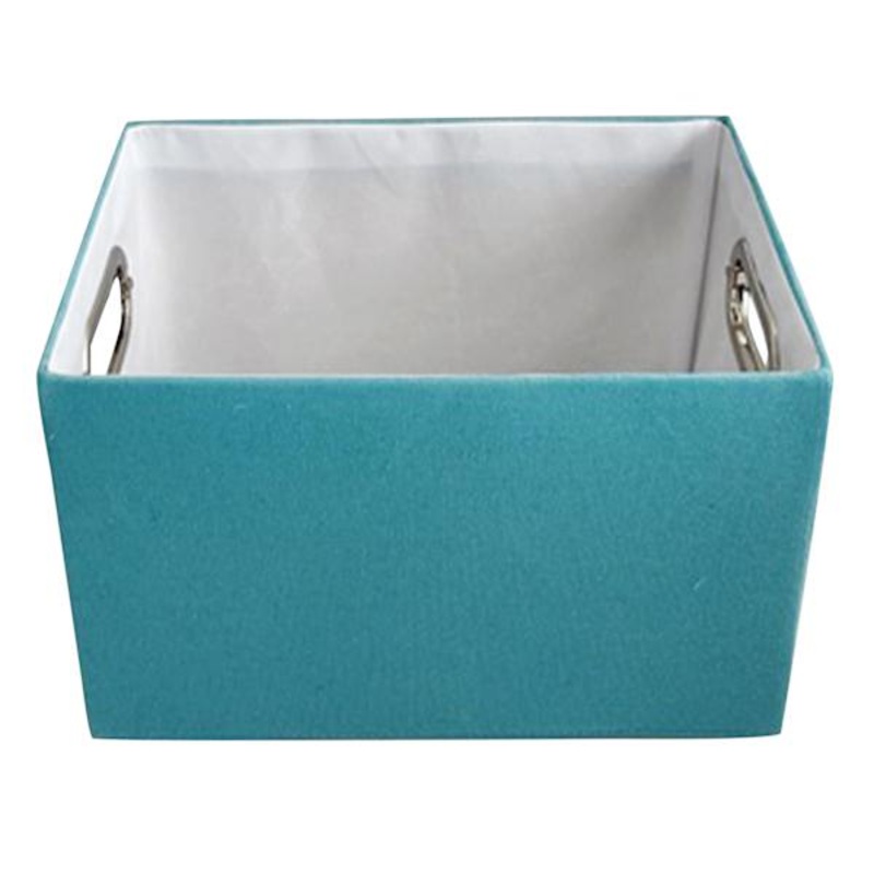 Tiny Dreamers Aqua Blue Rectangle Fabric Storage Basket, Large