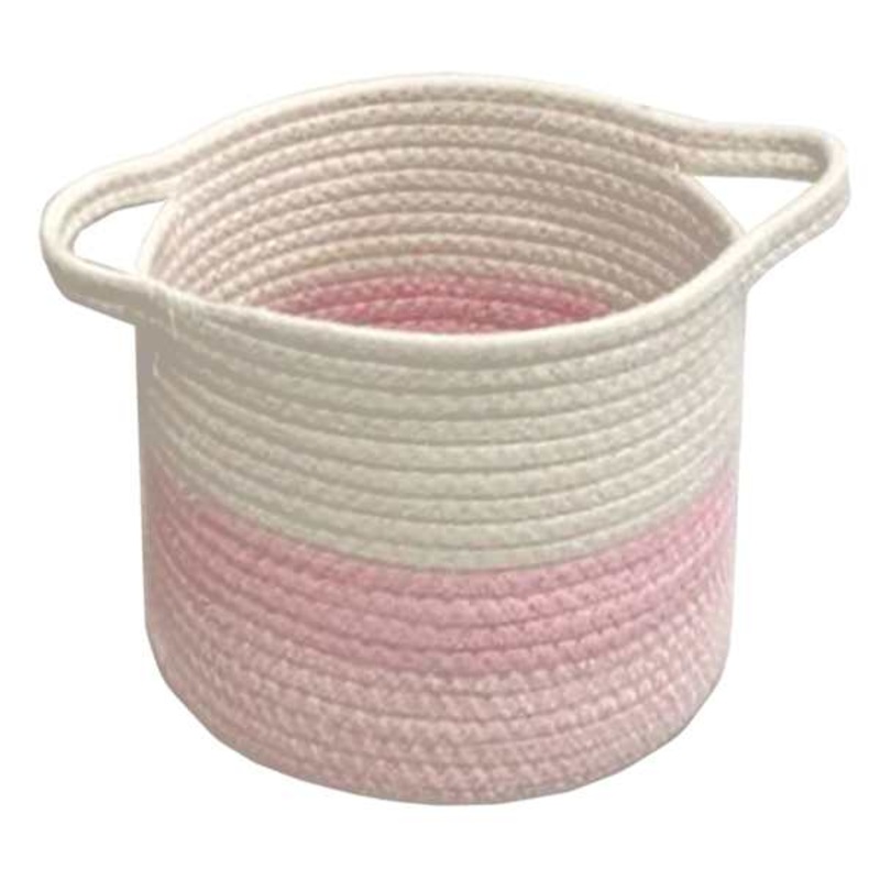 Tiny Dreamers Princess White & Pink Striped Cotton Rope Storage Basket, Medium
