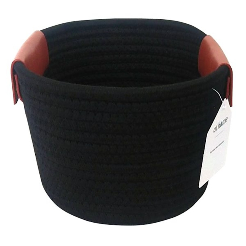 Trist Tall Black Round Storage Bin, Small