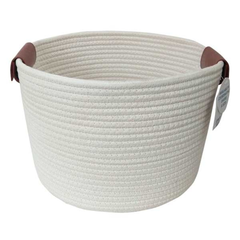 Trist White Tall Round Storage Bin, Large