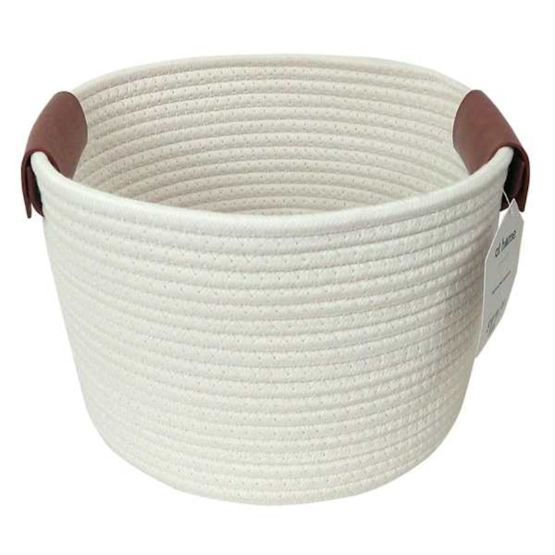 Trist White Tall Round Storage Bin, Medium