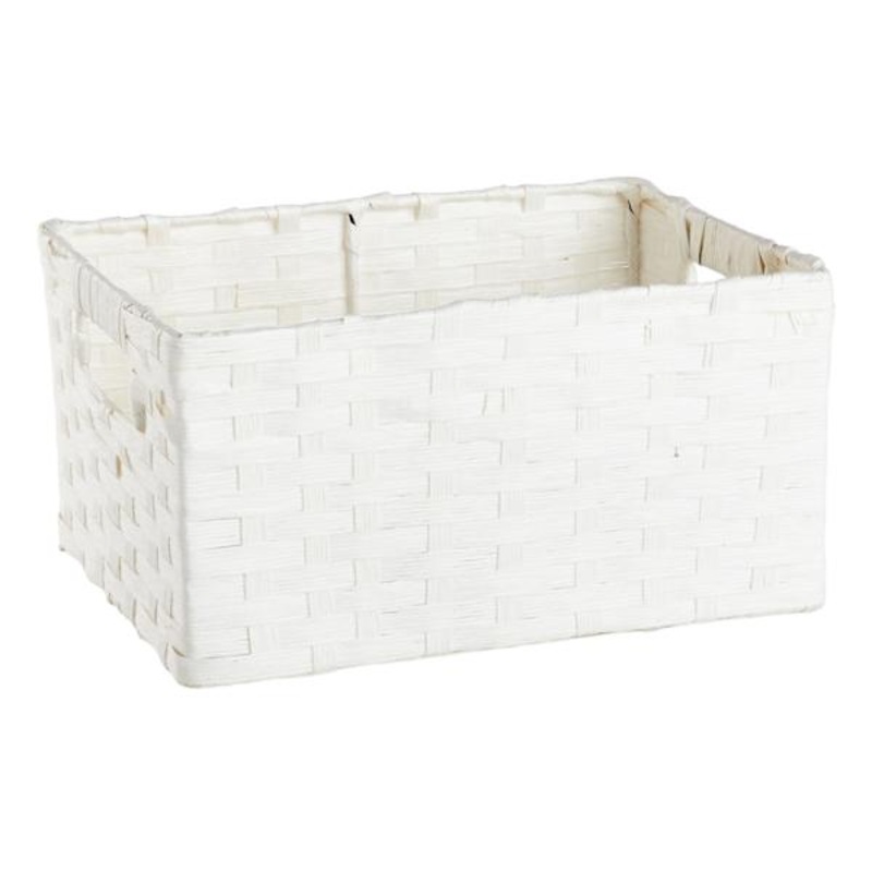 White Paper Rope Rectangle Storage Basket, Medium