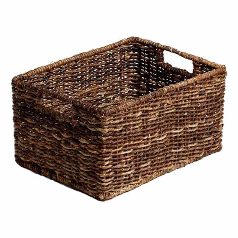 Woven Abaca Rectangle Shelf Storage Tote Basket, Large