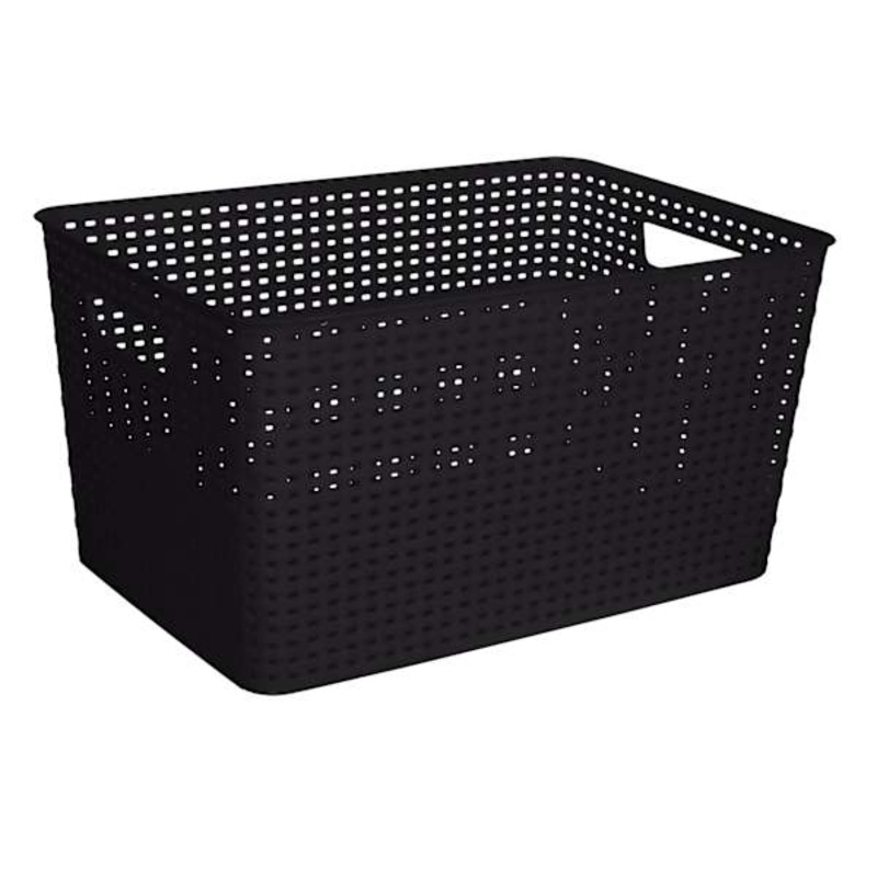 Black Rectangle Crossover Weave Storage Basket, Extra Large