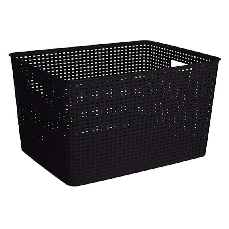 Black Rectangle Crossover Weave Storage Basket, XX-Large