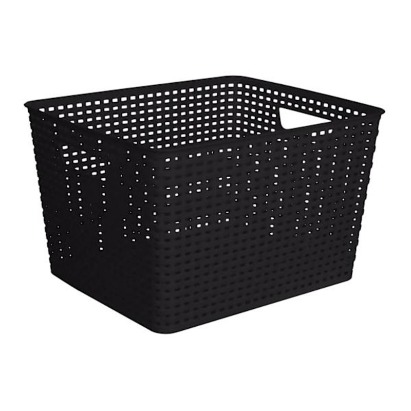 Black Square Crossover Weave Storage Basket, Large