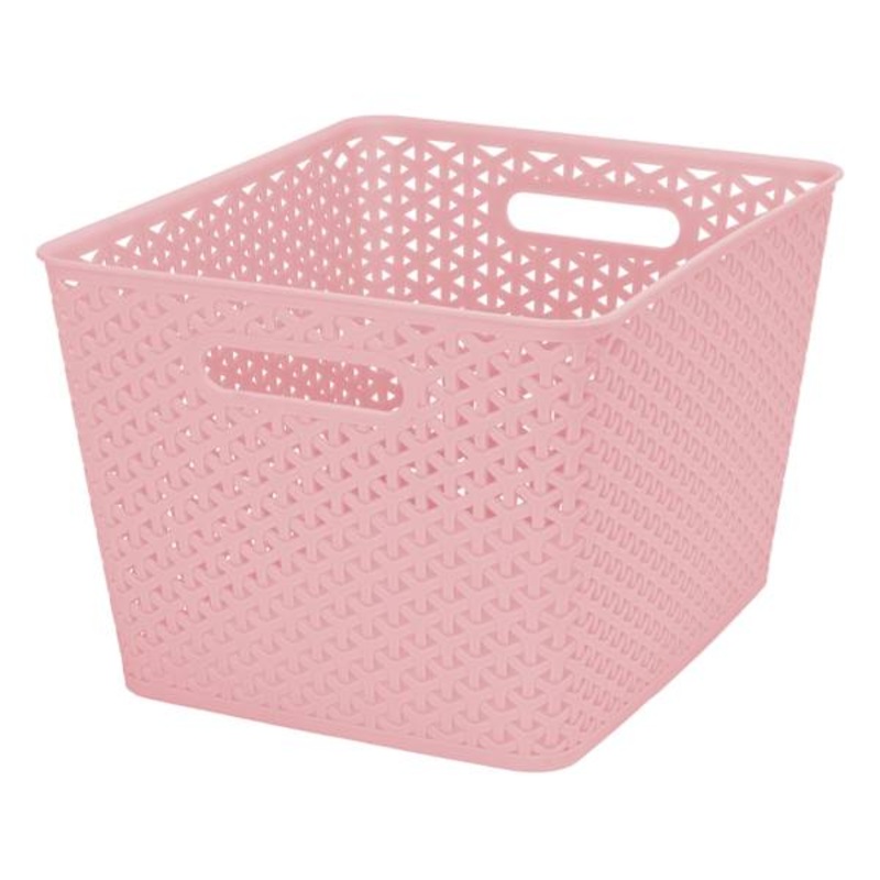 Blush Pink Y-Weave Storage Basket, Large