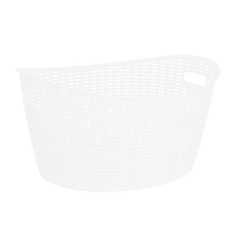 Bright White Oval Crossover Weave Rattan Pattern Storage Basket, 28l
