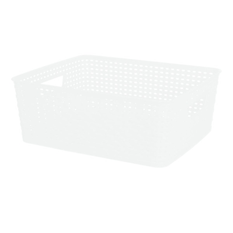 Bright White Rectangle Crossover Weave Storage Basket, Medium