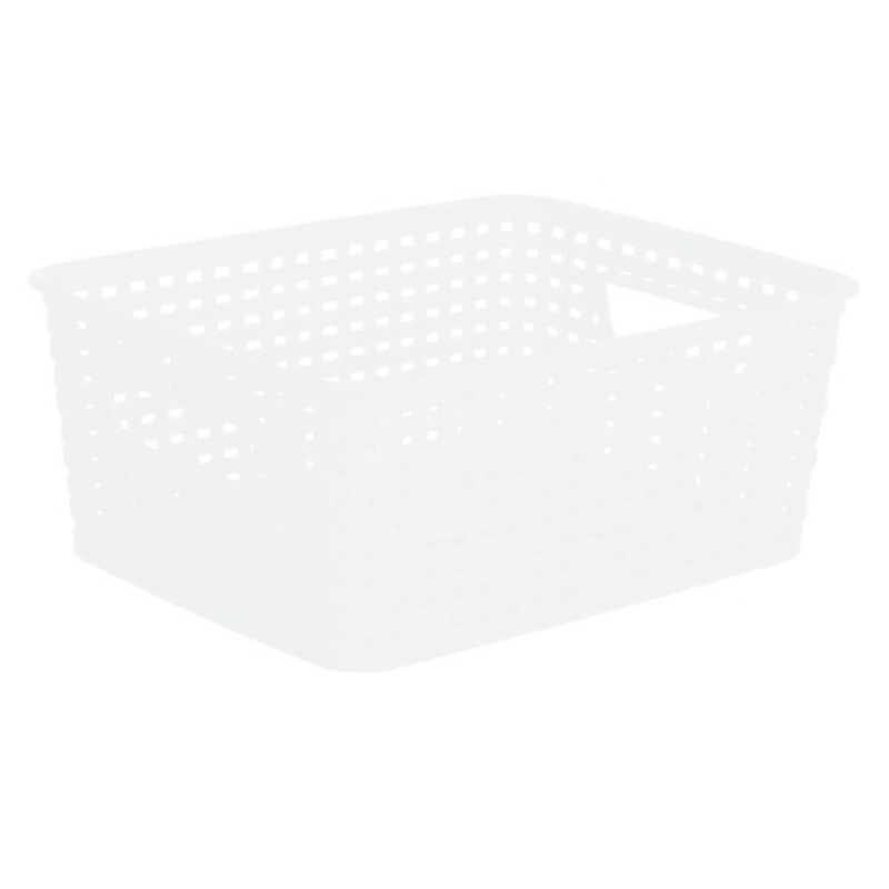 Bright White Rectangle Crossover Weave Storage Basket, Small