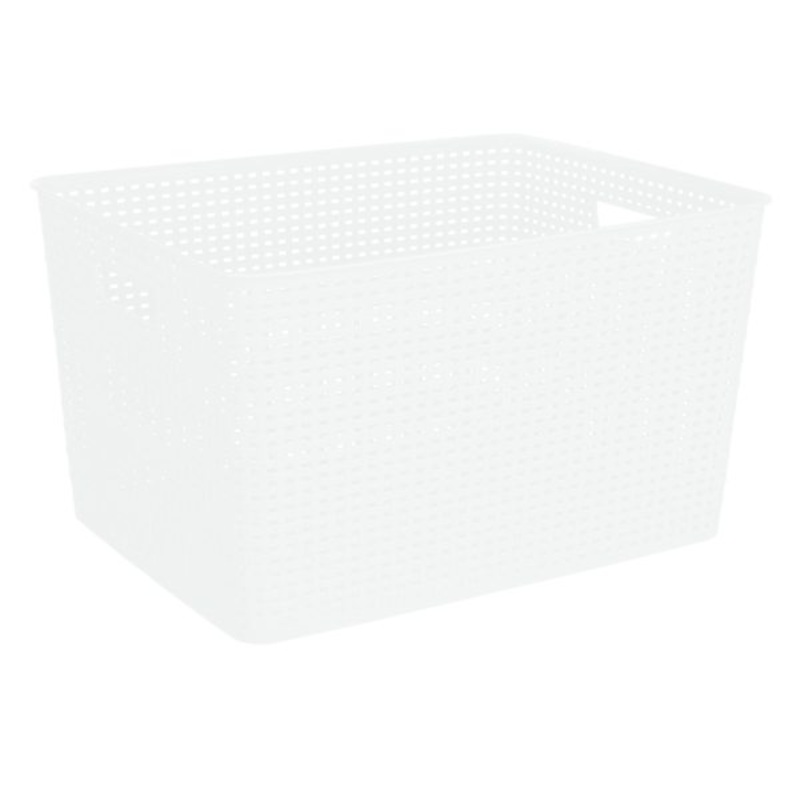 Bright White Rectangle Crossover Weave Storage Basket, XX-Large