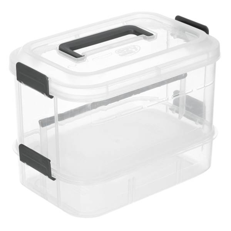 Clear Craft Storage Box with Grey Accents