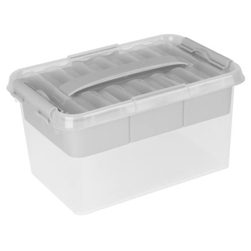 Clear & Grey Storage Box with Tray, 6.5l