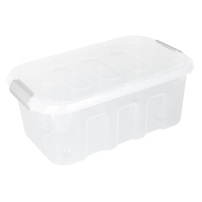 Clear Storage Tote with Grey Latch, 12l