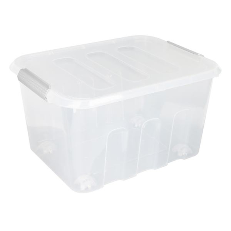 Clear Storage Tote with Latch, 32l