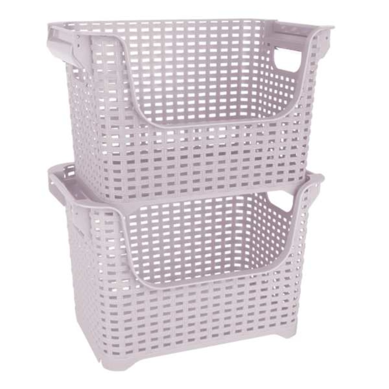 Crossover Weave Stackable Storage Basket, Lavender