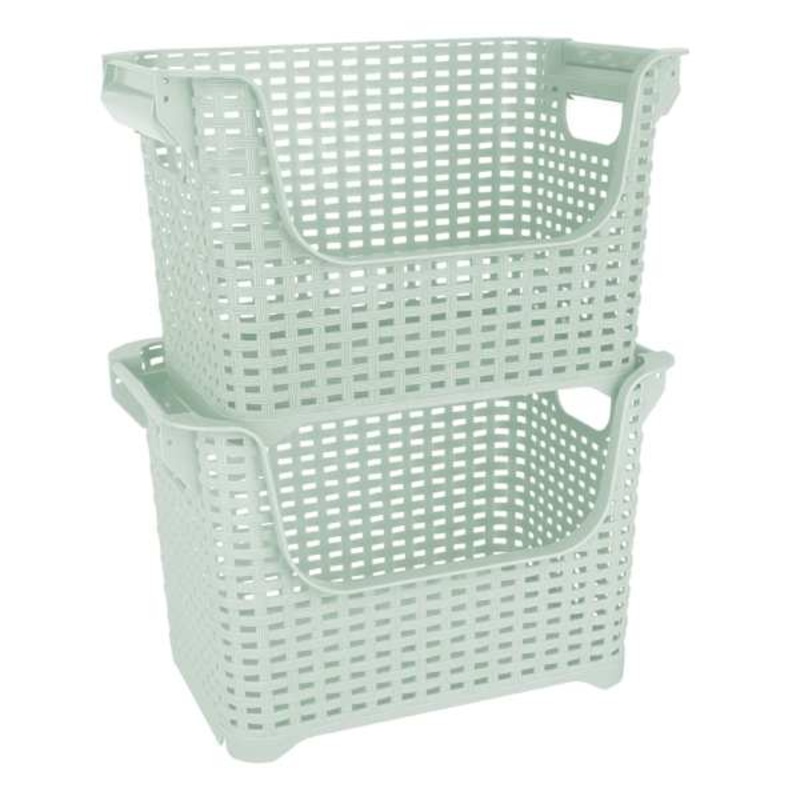 Crossover Weave Stackable Storage Basket, Mint