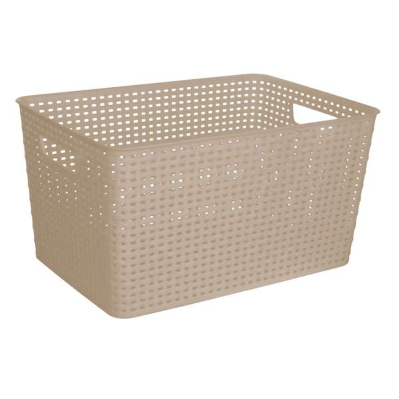 Dark Beige Rectangle Crossover Weave Storage Basket, Extra Large