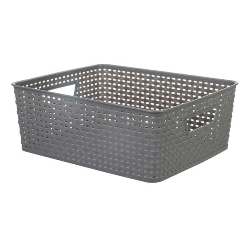Dark Grey Crossover Weave Storage Basket, Medium
