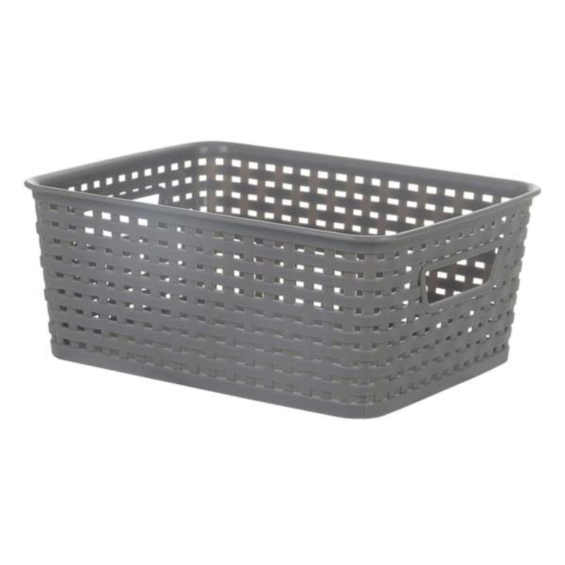 Dark Grey Crossover Weave Storage Basket, Small