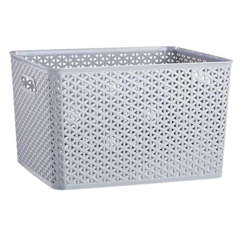 Dark Grey Y-Weave Storage Basket, Large