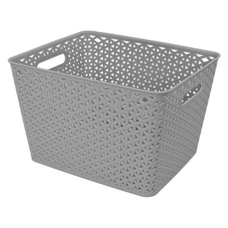 Light Grey Y-Weave Storage Basket, Large