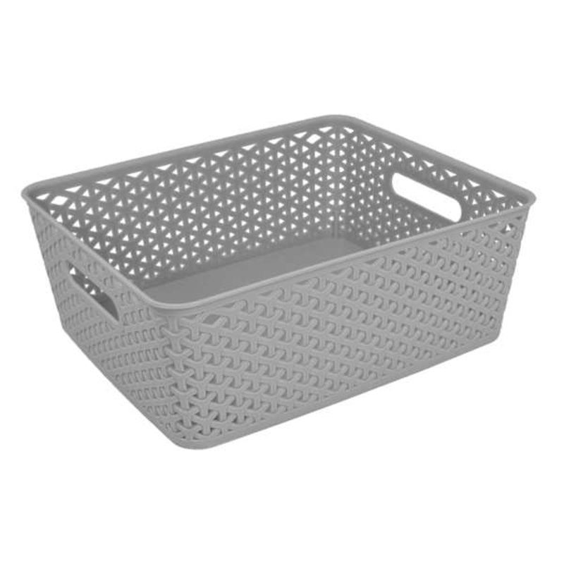 Light Grey Y-Weave Storage Basket, Medium
