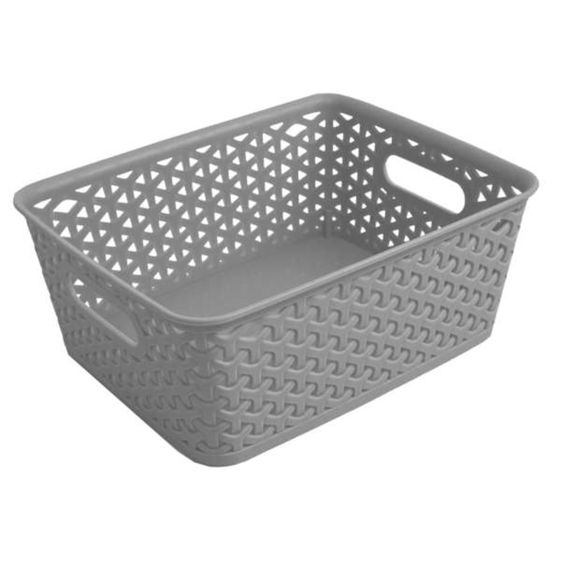 Light Grey Y-Weave Storage Basket, Small