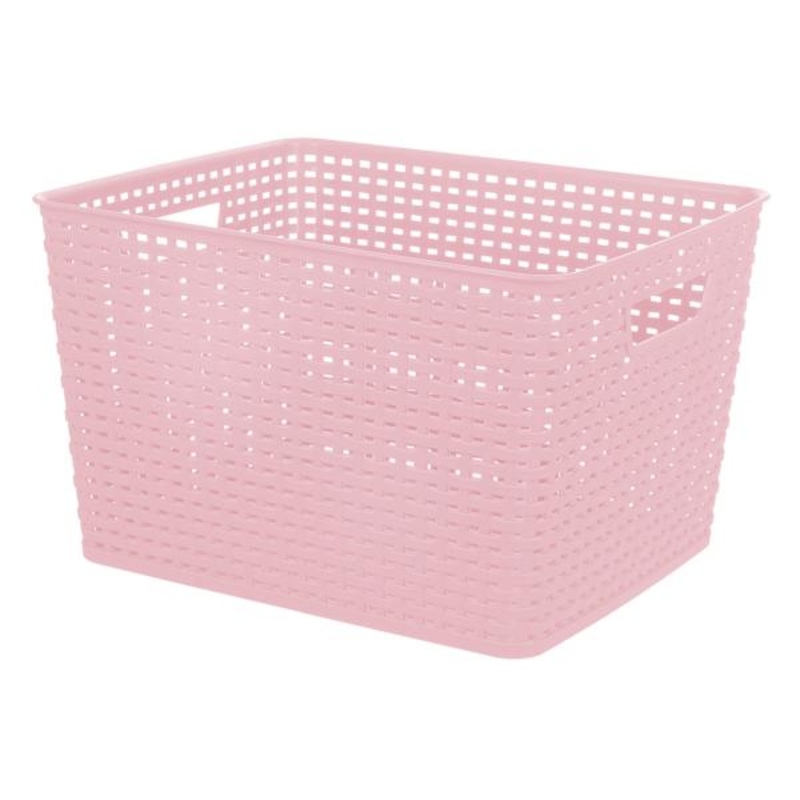 Light Pink Crossover Weave Storage Basket, Large