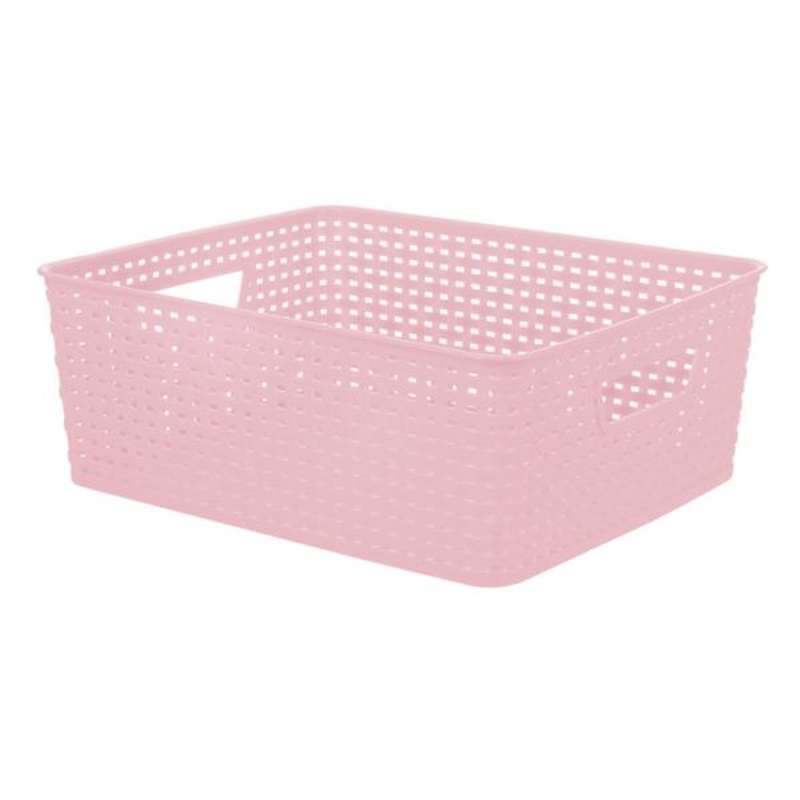 Light Pink Crossover Weave Storage Basket, Medium