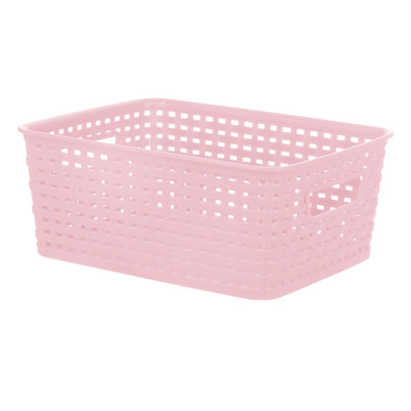 Light Pink Crossover Weave Storage Basket, Small