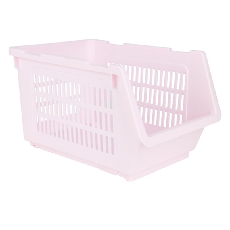 Light Pink Stackable Storage Basket, Small