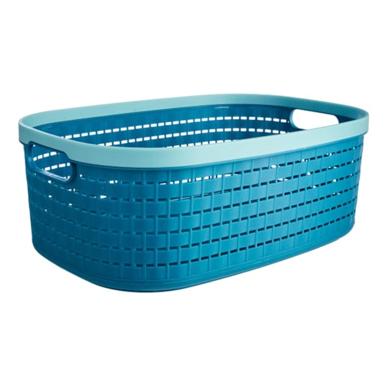 Blue Rattan Storage Basket, Large