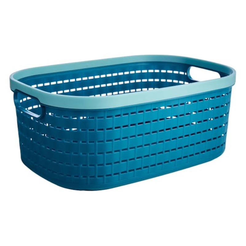 Blue Rattan Storage Basket, Medium