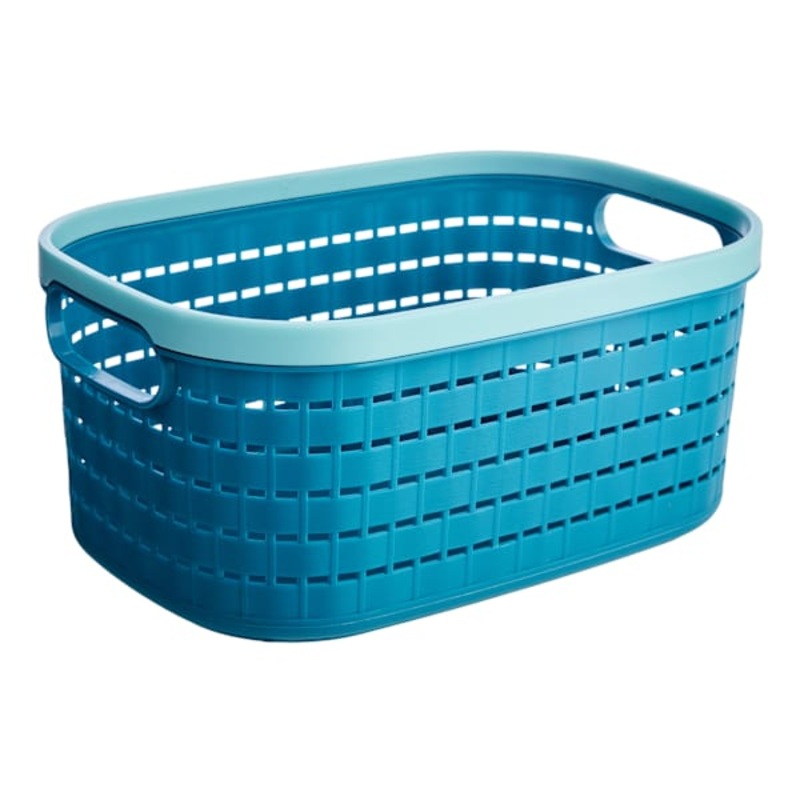 Blue Rattan Storage Basket, Small