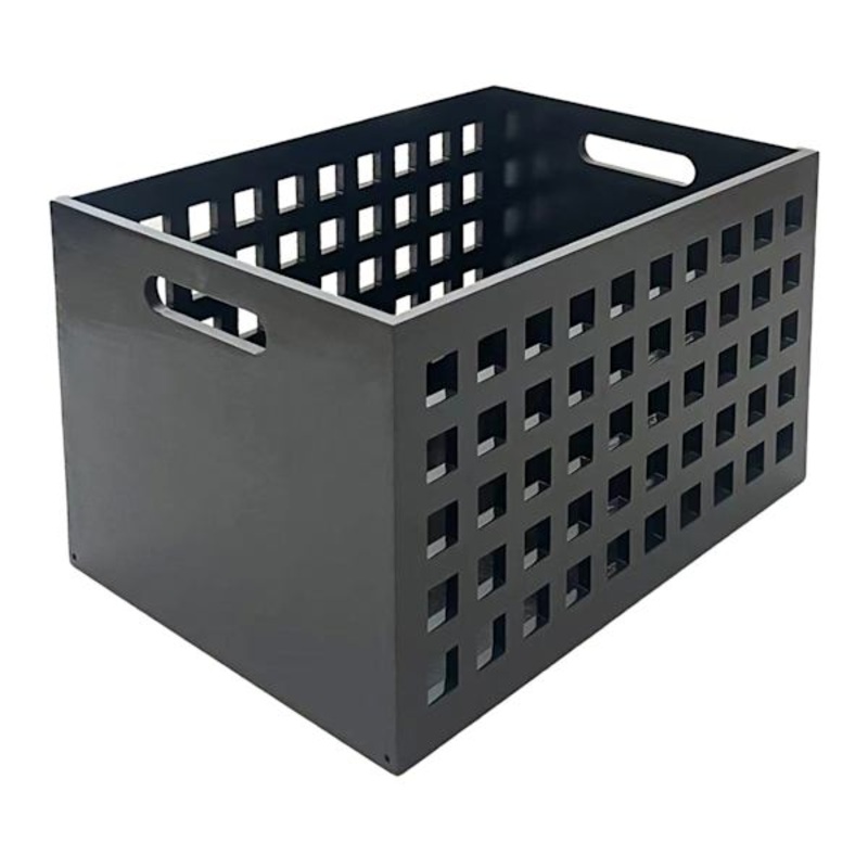 Crosby St. Holden Black Wooden Storage Crate, Medium