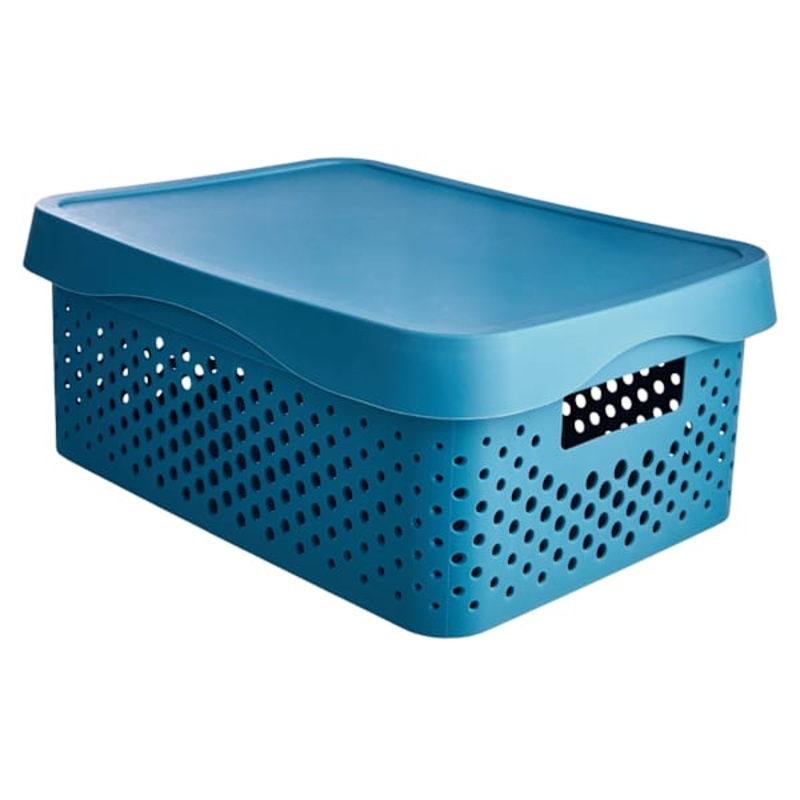 Dark Blue Storage Bin with Lid, Medium