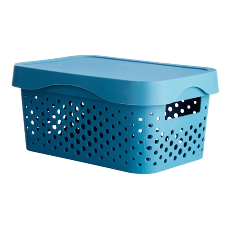 Dark Blue Storage Bin with Lid, Small
