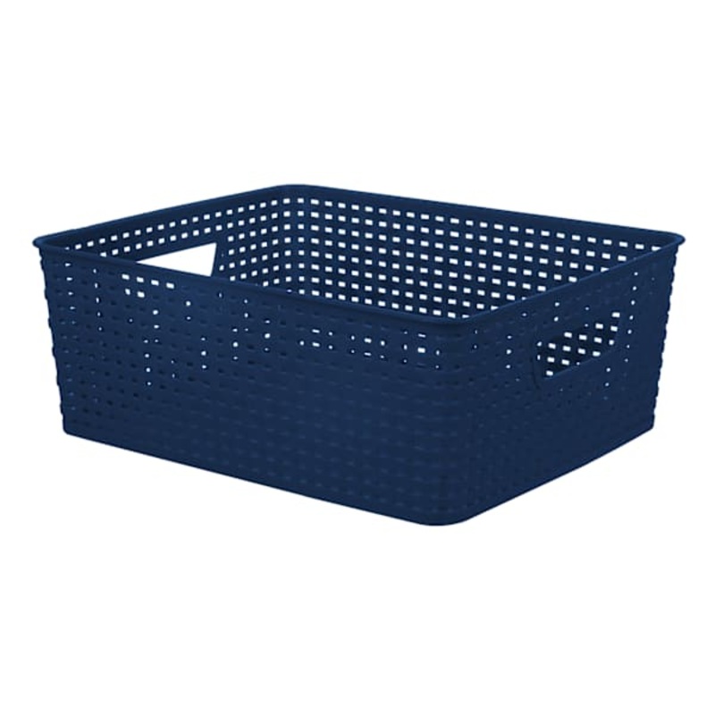 Navy Blue Crossover Weave Basket, Medium