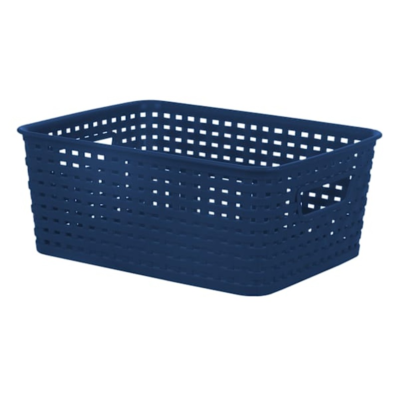 Navy Blue Crossover Weave Storage Basket, Small