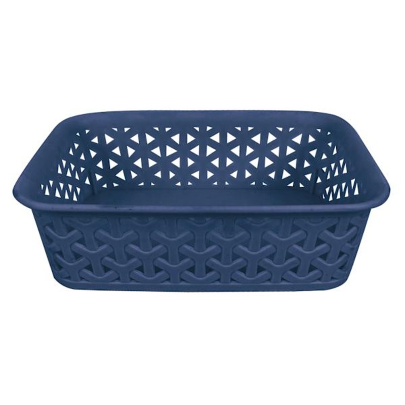 Navy Blue Peony Y-Weave Storage Basket, Extra Small