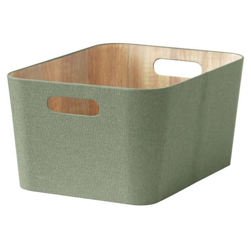 Sage & Wood Grain Print Storage Bin