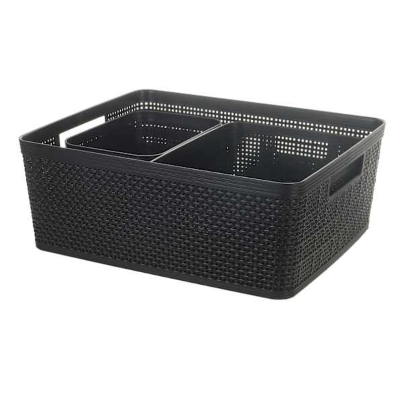 Set of 5 Black Storage Baskets