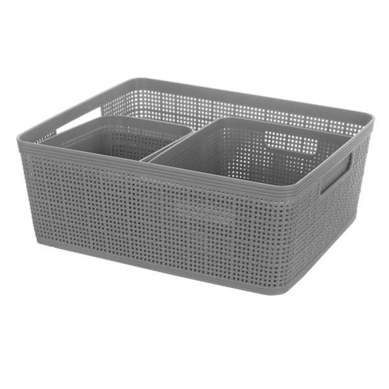 Set of 5 Grey Storage Baskets