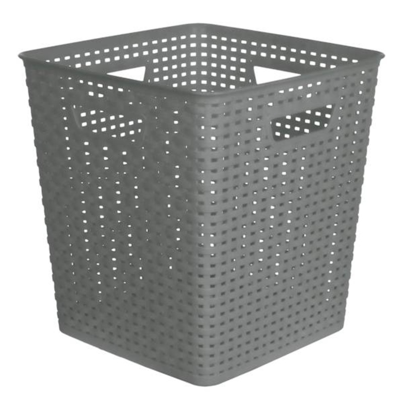 Square Crossover Weave Storage Basket, Neutral Grey