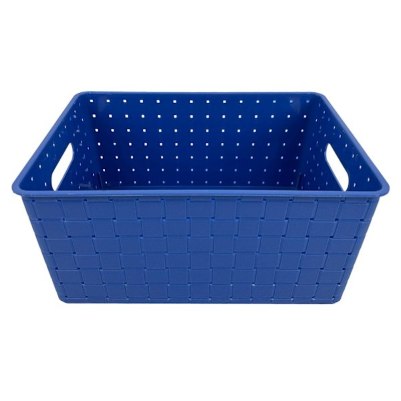 Tiny Dreamers Blue Strap Weave Storage Basket, 15×11