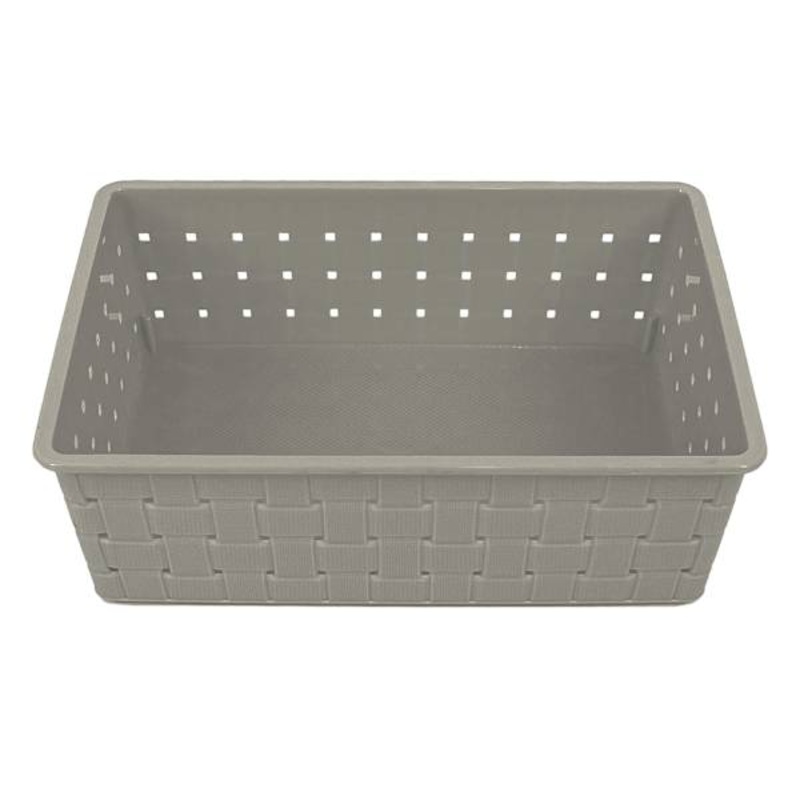 Tiny Dreamers Strap Design Weave Basket, Cool Grey