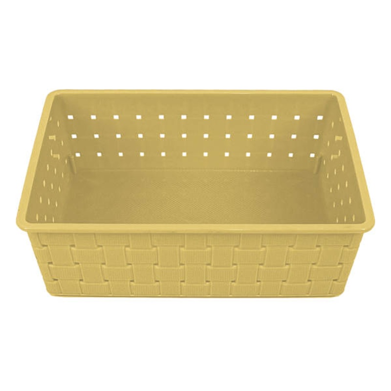 Tiny Dreamers Strap Design Weave Basket, Popcorn Yellow