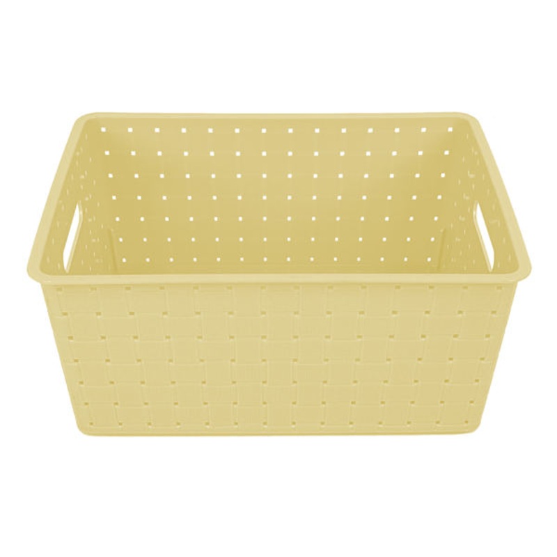 Tiny Dreamers Strap Design Weave Storage Basket, Popcorn Yellow